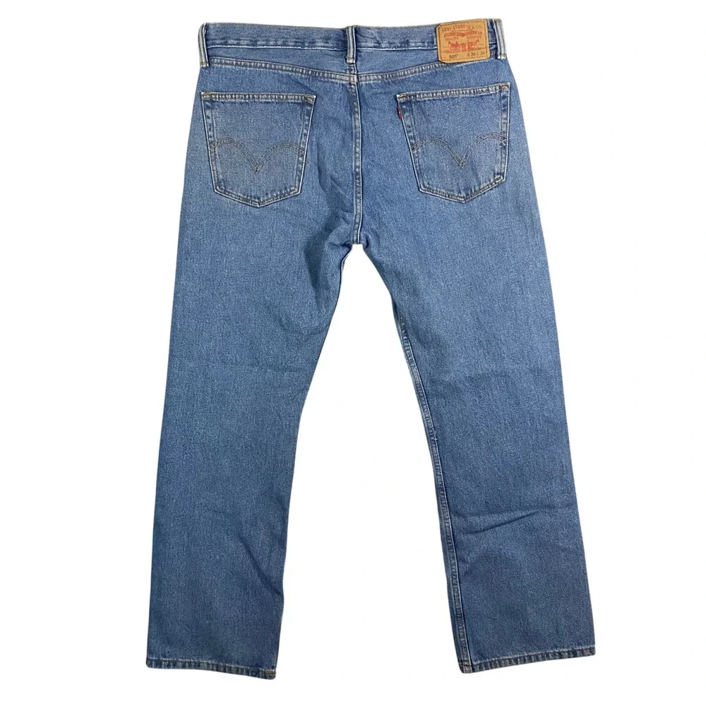 Levi's 505 Regular Fit Blue Jeans Men's W36 L30‎ Straight Leg Medium Wash Denim
